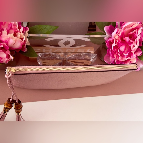 Pink Gucci Bamboo Leather Pouch/ Clutch - Picture 8 of 9